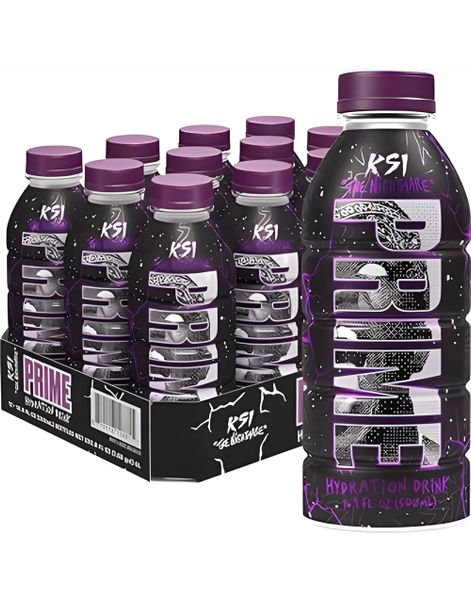 12 stk Prime Hydration Nightmare Bottle - Sukkerfri og Koffeinfri Sportsdrik - Hel Æske 6 liter (UK Import)