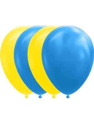 10 stk 30 cm - Gule og Blå Ballonger