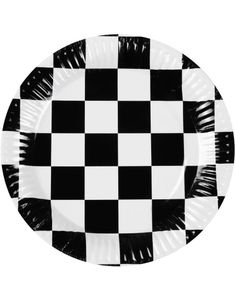 10 stk Sort Og Hvid Racing Papir Tallerkener 23 cm