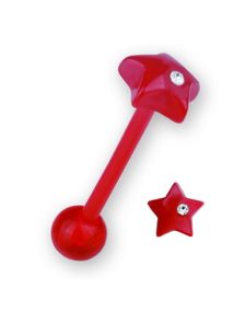 Star With Stone Red - Tungepiercing