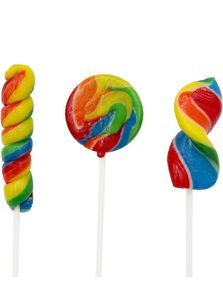 Candy Realms Twist and Swirl Pops - Regnbuefargede Assorterte Spiral-, Runde- og Skrueformede Kjærligheter på Pinne 