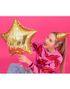 Happy Birthday! - Stjerneformet Gullfarget Folieballong med Hvit Skrift 40 cm