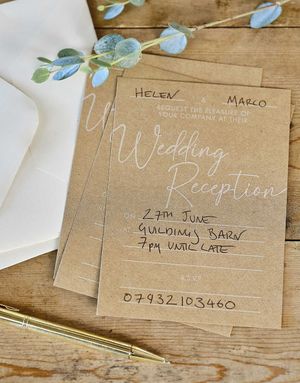 10 stk Bryllupsmottak Invitasjoner med Konvolutter - Rustic Romance