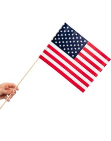 10 stk Amerikansk/USA Papirflagg på Trepinne 20x30 cm