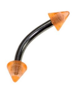 Banan Øjenbrynspiercing med Orange Spike Kugler - 1.2 x 8 mm