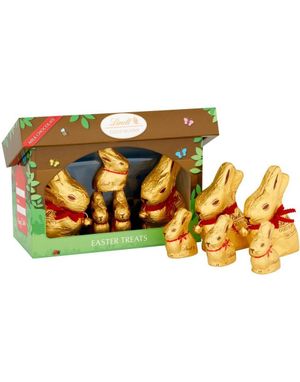 Gavepakke med Lindt Gullkanin Sjokoladefigurer 130 gram