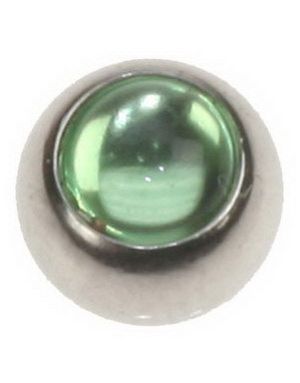 Stålkugle med Grøn Perle Sten - 6 mm Kugle til 1,6 mm Stang