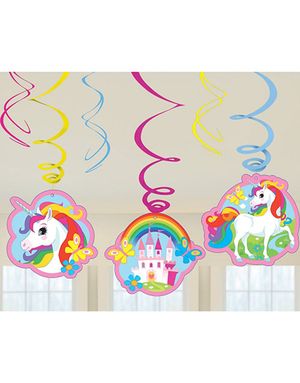 6 stk. Hængende Dekorationer - Unicorn Dream