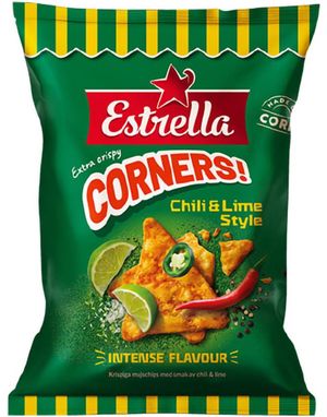 Estrella Corners Chili Lime Style - Maischips med Chili og Limesmak 160 gram