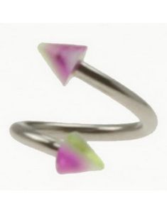 Curve Øjenbrynspiercing med Rosa, Hvide og Grønne Pigge - 1.2 x 8 mm