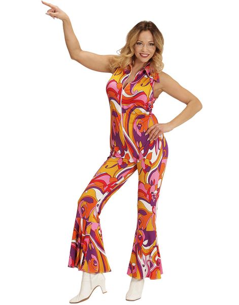 70'er Psykedelisk Orkide Jumpsuit-Kostume 