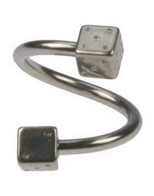 Curve Øjenbrynspiercing med Terninger - 1,2 x 8 mm