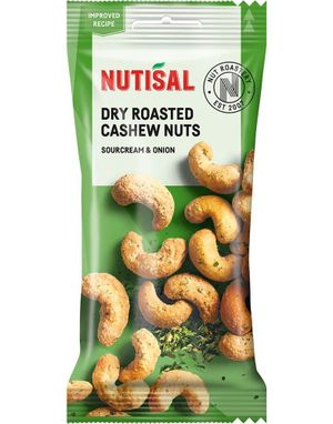 Nutisal Dry Roasted Cashewnuts Sourcream & Onion - Cashewnødder med Sourcream & Onion Smag 55g