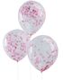 5 stk. 30 cm - Gennemsigtige Balloner med Pink Konfetti - Bland og Miks