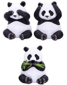 Hear No Evil, See No Evil - 3 stk Panda figurer 8 cm