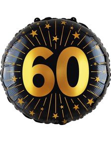 60-års Fejring - Sort og Guld Folieballon 46 cm