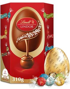 Stort Lindt Lindor Æg Med Assorted Truffles - Stort Chokoladeæg Med Forskellige Chokoladetrøfler Med Fyld 310 Gram