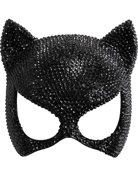 Svart Kattemaske med Strass