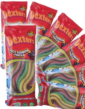 12 Stk Fizzy Rainbow Pencils / Slikkepinde - Halal Certificeret - Hel Kasse