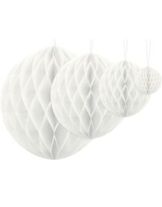 Hvit Honeycomb Ball VELG STØRRELSE 10-40 cm