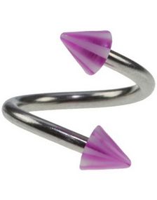 Curve Øjenbrynspiercing med Lilla og Hvide Spikes - 1.2 x 8 mm