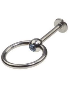 Labret med Blå Sten og Slavering - 1,2 x 8 mm