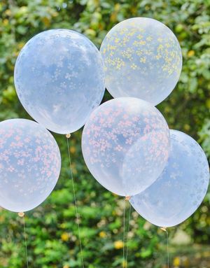 5 stk 30 cm Gjennomsiktige Ballonger med Blomstermotiv - Hello Spring!