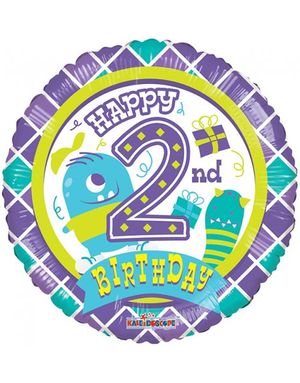 Happy 2 Birthday Boy - Folieballon 46 cm