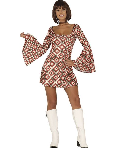 70'S Disco Girl Rutete Kostymekjole