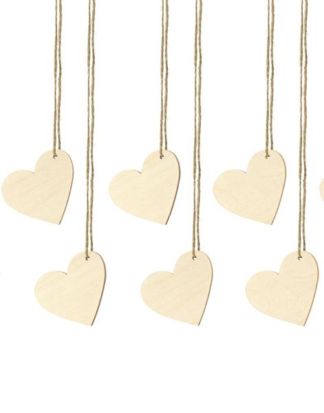 10 stk Hjerteformet Tags i Treverk