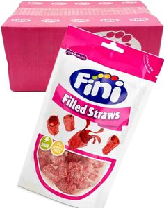 16 stk Fini Sour Filled Straws - Korte Vingummistænger med Gelefyll - Hel Æske 2,64 kg