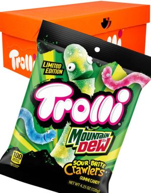 12 stk Trolli Sour Brite Crawlers - Mountain Dew - Sur Vingummi - Hel Kasse (USA Import)