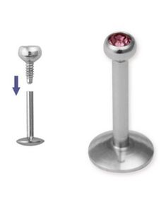 Madonna Labret med Sort Sten - 1.2 x 8 mm
