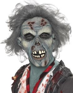 Rådden Zombie - Heldækkende Latexmaske med Hår