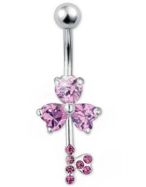 Special Love Key Pink - Navlepiercing i Ægte Sølv