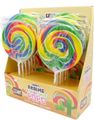 12 stk Rainbow Swirl Pops - Stor Rund Regnbuefarvet Slikkepind - Candy Realms - Hel kasse 1,5 kg
