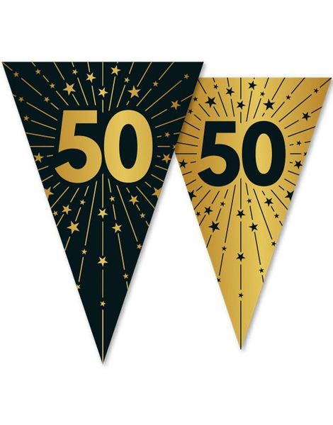50-års Feiring - 10 Meter Banner med 15 Flagg