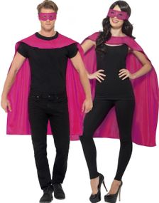 Rosa Superhelt Kit med Kappe og Øjenmaske 