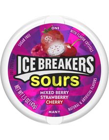 Ice Breakers Sours Sugar Free Candy - Sukkerfri Slik med Frugtsmag 42 gram (USA Import)