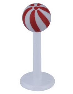 Candy Stripes Labret - Hvid/Rød - Strl 1,2x8x4mm 