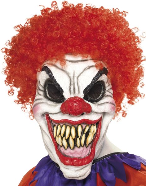 Nightmare Clown - Heldækkende Maske med Hår