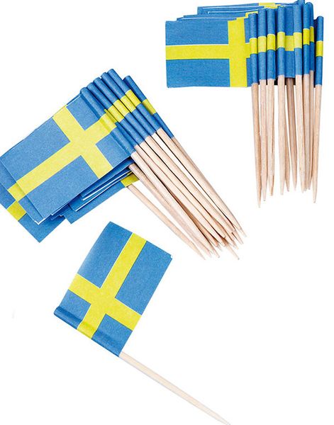 50 stk. Muffins/Kagedekorationer med det Svenske Flag