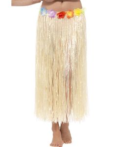 Langt Hawaii Hula-Skørt med Blomster 75 cm
