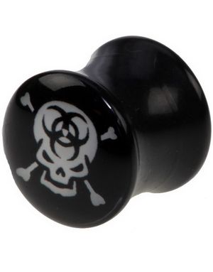 Biohazard Skullhead - Sort Piercing Plug