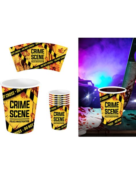 6 stk "Crime Scene" Pappkopper (240 ml)