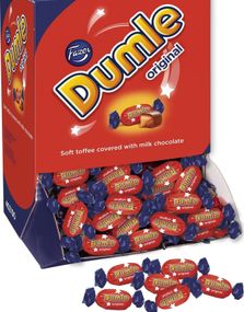 1773705600_63 kg Dumle Original Slikautomat med Chokoladetrukket Karamel Bidder - 394 stk