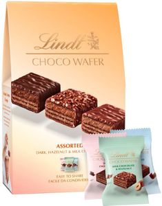 Lindt Choco Wafer Assorted Dark, Hazelnut & Milk Chocolate 138 g