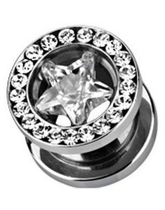 Diamond Star - Sølvfarvet Piercing Tunnel