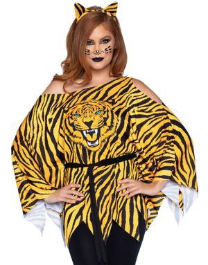 Tiger Poncho Sæt Til Dame - OneSize