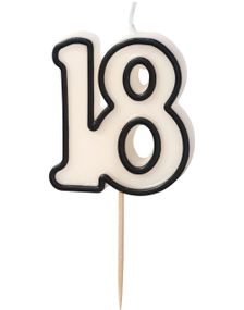 18 År - Hvit og Svart Bursdagslys 5.5 cm